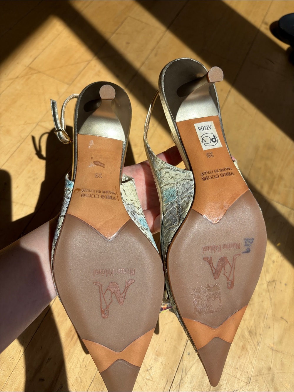 Marino Fabiani Beaded Floral Slingback Heels never worn Made in Italy size 39 - Picture 4 of 9